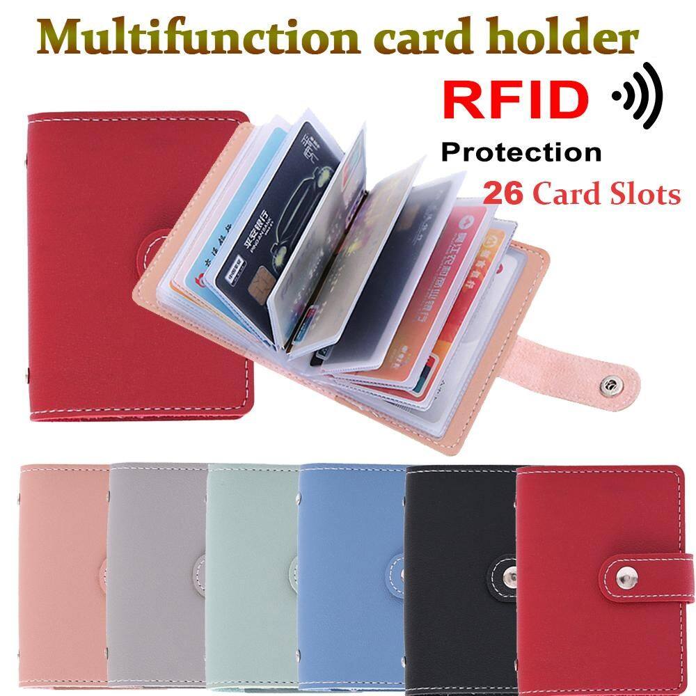 1 pc Credit Card Holder 26 Card Slots RFID Blocking PU Leather Women Credit Card Wallet Fashion Cute Cards Holder Wallet For Cards Cardholder