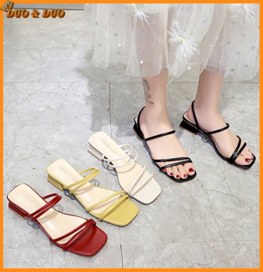 [DuoDuo]【Clearance, No Return】RR Shoes for fashion footwear trend 1 inch Block Heels Sandals