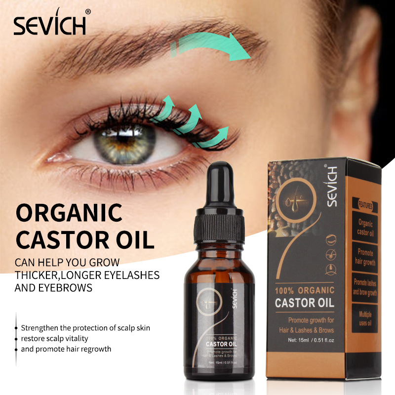 SEVICH Pure Castor Oil Hair Growth Eyelash Essential Oil 15ml Natural Organic Castor Oil