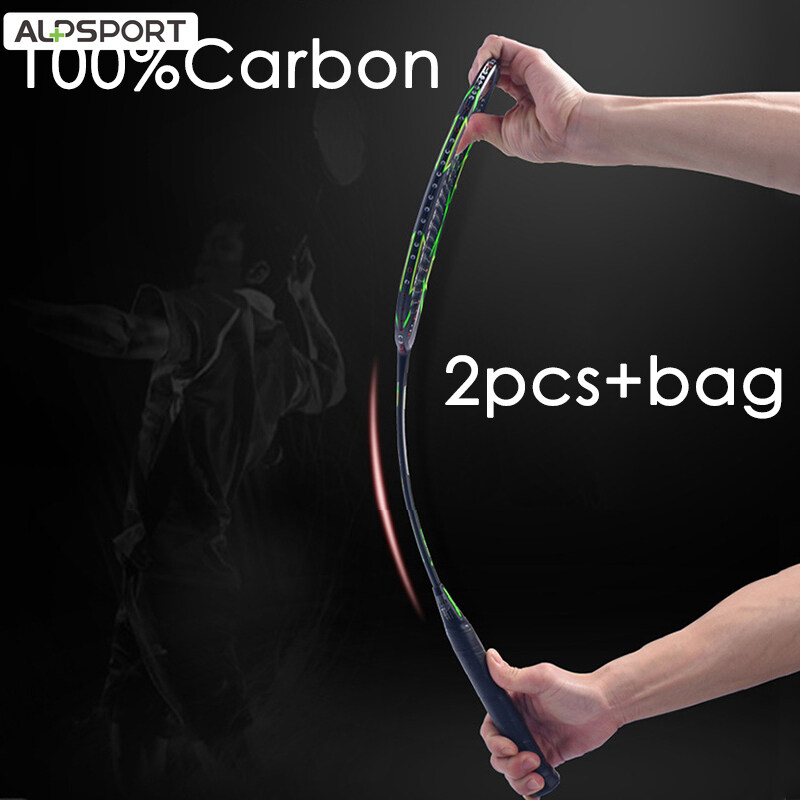 ALP FN 2pcs 6U 73G Badminton Racket 100% Carbon with String for Amateur Intermediate Free Bag 24-28LBS