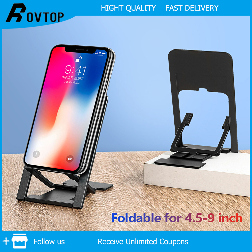 Rovtop Foldable Adjustable Desktop Phone/Tablet Stand For 4.7-9 Inch Mobile Phones Tablet With 4-Speed Adjustment