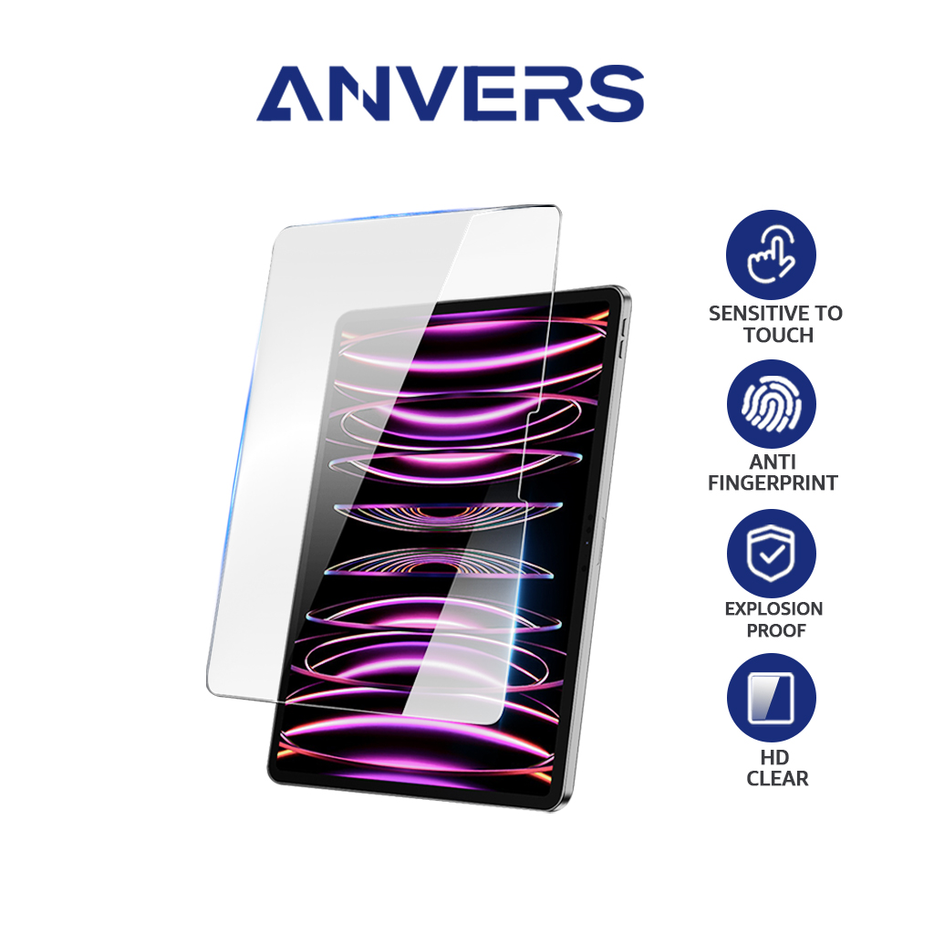 Anvers 2024 iPad 9H Tempered Glass Screen Protector for IPad Pro 13", Pro 11", Air 13", Air 6 11" -Anti-fingerprint