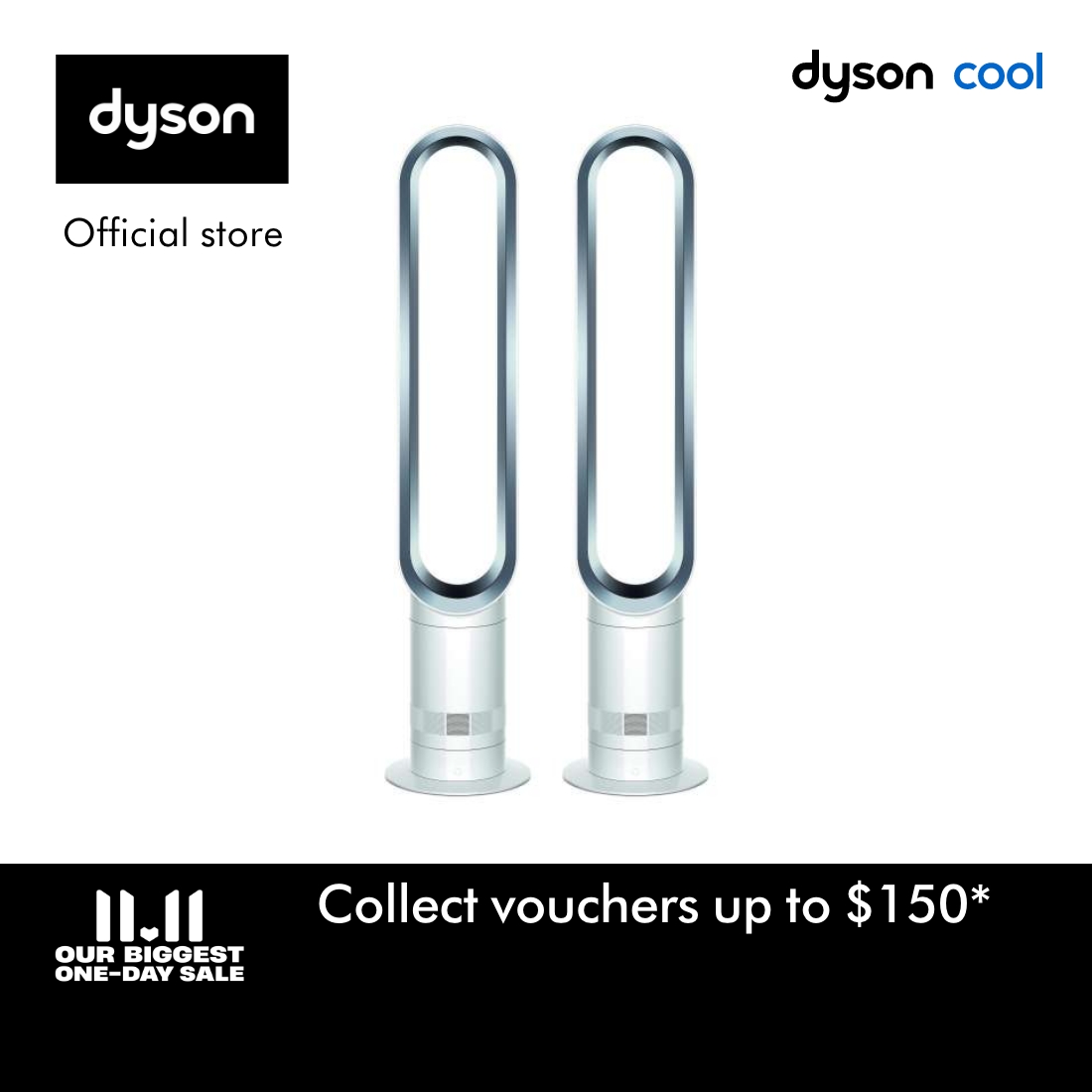 Dyson Cool ™ Tower Fan AM07 (White/Silver) [Twin Bundle]