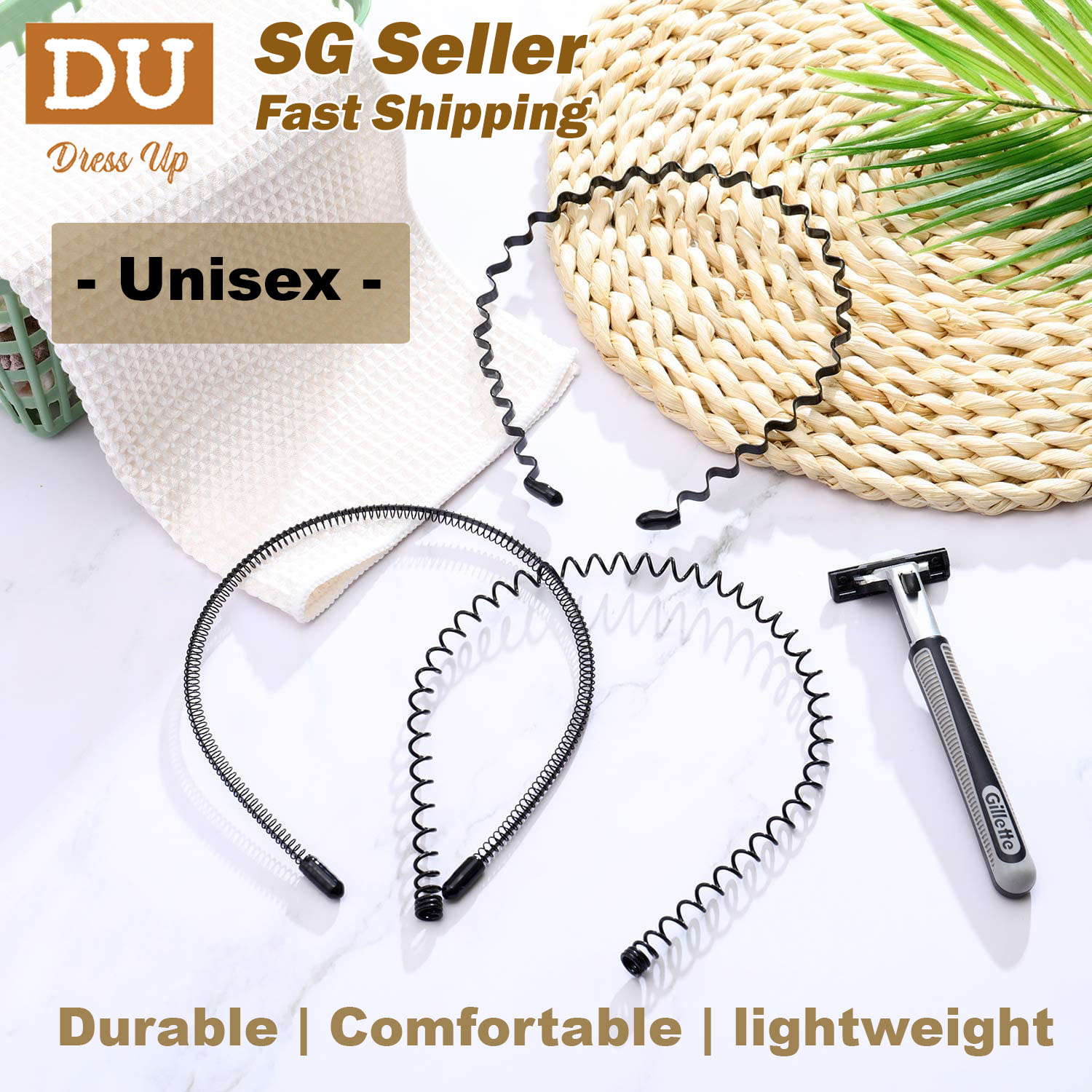 [SG | For Men] Unisex Hair Bands Men Metal Spring Wavy Headbands Non-Slip Metal Headband Slicked Back Headband Hair Accessories for Women and Men Sports