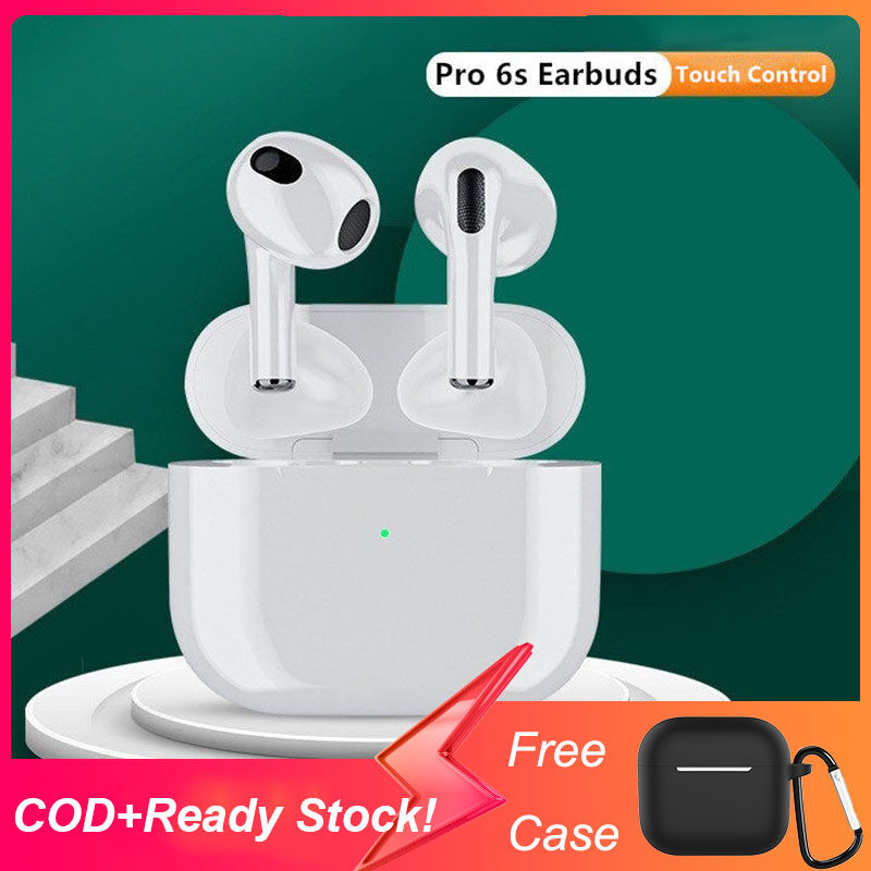 Pro 6s Bluetooth Earphone TWS Wireless Headphone Stereo Bass Heaset Touch Control Earbuds