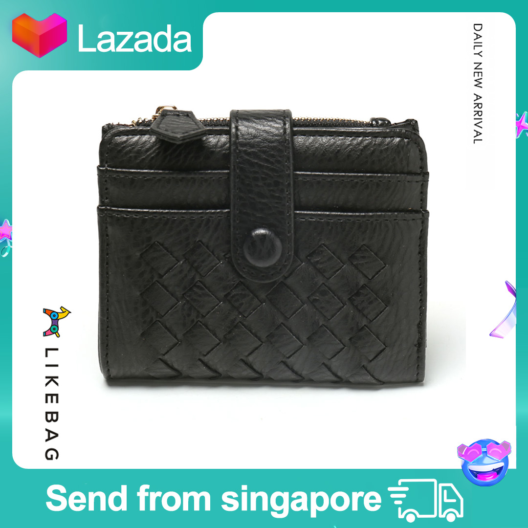 LIKEBAG 2022 Fashion Leather Weave Small Wallet Card Holder