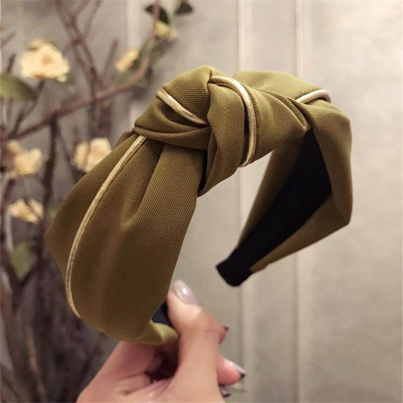 New Arrival Women's Korean High-grade Striped Headband Simple Solid Color Gold Side Female Hairband Headwear Accessories