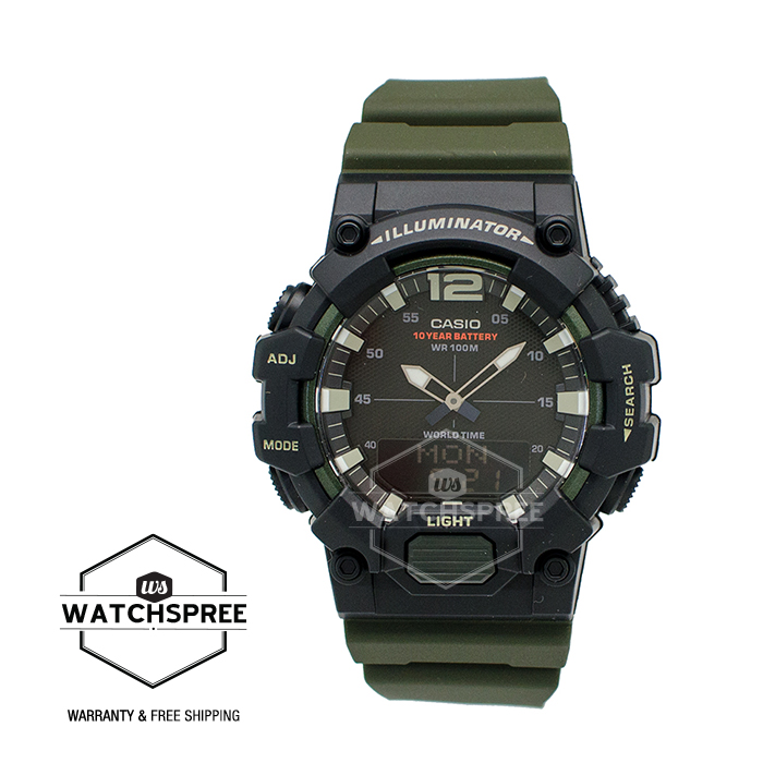 [Watchspree] Casio Men's Analog-Digital Combination Dark Green Resin Band Watch HDC700-3A HDC-700-3A